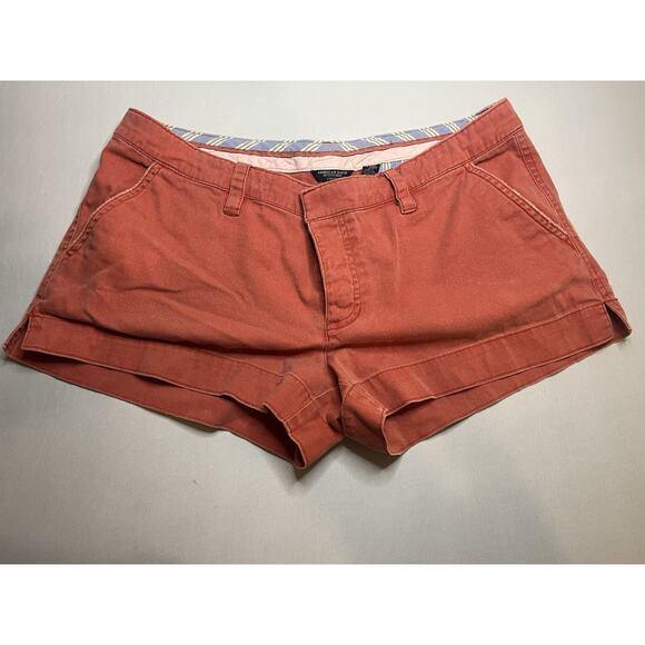 American Eagle Outfitters Pants - American Eagle Coral Chino Shorts Size 12 Distressed Cuffed Pockets